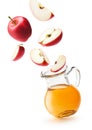 Apple juice and red apples isolated