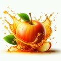Apple juice splash on white background Royalty Free Stock Photo