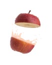apple with juice splash on white background Royalty Free Stock Photo