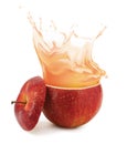 Apple juice splashing Royalty Free Stock Photo