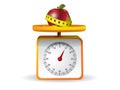 Apple on kitchen food scale Royalty Free Stock Photo