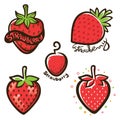 Strawberry label logo set illustration