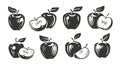 Apple with leaf symbol vector. Fruit icon set Royalty Free Stock Photo