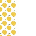 Cute leaflet with yellow apple in flat style seamless pattern. Fruit polka dot background