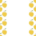 Cute leaflet with yellow apple in flat style seamless pattern. Fruit polka dot background