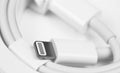 Apple Lightning to USB-C cable closeup Royalty Free Stock Photo