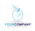 Apple line art logo icon element energy sign on white background