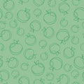 Apple line-art seamless pattern on a green background