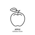 Apple line icon. Fruit outline vector design. Editable stroke