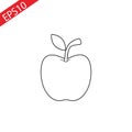 Apple line icon, outline vector sign, linear style pictogram isolated on white. Symbol, logo illustration. Editable stroke. Pixel