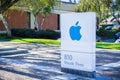 Apple logo at the entrance of one of the offices in Silicon Valley Royalty Free Stock Photo