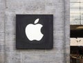 Apple logo on facade of local apple store in Hannover, Germany on March 2, 2020 Royalty Free Stock Photo