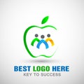 Apple logo shaped people logo icon team group work concept illustrations for company business logo