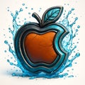 Apple Logo Symbol With Water Splash And Orange Core Royalty Free Stock Photo