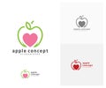 Apple Love logo design vector template, Fruits Apple icon symbol