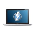 Apple MacBook Pro with Thunderbolt logo on screen