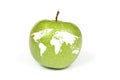 Apple with map of Earth Royalty Free Stock Photo
