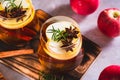 Apple margarita cocktail with cinnamon, anise and rosemary in glasses on the table Royalty Free Stock Photo