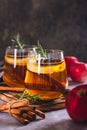 Apple margarita with spices and rosemary in glasses on the table vertical view Royalty Free Stock Photo