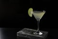 Apple Martini cocktail is on the bar. Space for text. Photo for the menu Royalty Free Stock Photo