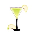 Apple martini cocktail.Refreshing alcoholic drink with a slice of apple. Royalty Free Stock Photo