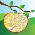 Apple maze with worm