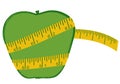 Apple with measuring tape