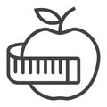 Apple with measuring tape line icon, fitness Royalty Free Stock Photo