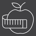 Apple with measuring tape line icon, fitness Royalty Free Stock Photo