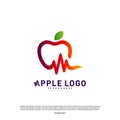 Apple with Medical Pulse logo concept. Health Apple Creative Logo vector template. Icon symbol