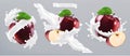 Apple and milk splash, yogurt. 3d vector icon Royalty Free Stock Photo