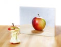 Apple in the mirror image Royalty Free Stock Photo