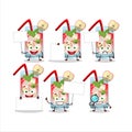 Apple mojito cartoon character bring information board Royalty Free Stock Photo