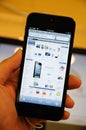 Apple online store display on iPhone 5 Royalty Free Stock Photo