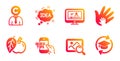 Apple, Online video and Idea icons set. Education, Copyrighter and Social responsibility signs. Vector Royalty Free Stock Photo