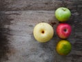 apple and orange Fruit basket.organic healthy fruit on wood table