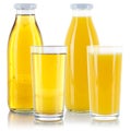 Apple and orange juice bottle glass isolated on white Royalty Free Stock Photo