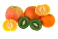 Apple, orange, mandarin and kiwi fruit Royalty Free Stock Photo