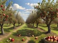 apple orchard in four seasons illustration Royalty Free Stock Photo