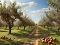 apple orchard in four seasons illustration Royalty Free Stock Photo