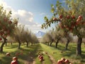 apple orchard in four seasons illustration Royalty Free Stock Photo