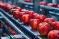 Apple Packing Line, Fruit Washing, Apple Automated Sorting on Conveyor, Food Industry, Automatic Technology