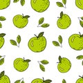 Apples green seamless pattern