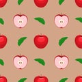 Apple pattern, red apple, half, sheet, food