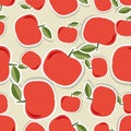 Apple pattern. Seamless texture with ripe red apples