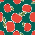 Apple pattern. Seamless texture with ripe red apples Royalty Free Stock Photo