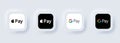Apple Pay and Google Pay logo icon. Payment system logos: Apple pay, Google pay. Neumorphic UI UX white user interface.