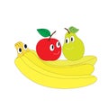 Apple with a pear on banana. Love triangle