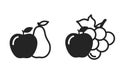 apple, pear and grape icons. fruits, gardening and organic food symbols. isolated vector images Royalty Free Stock Photo