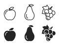 apple, pear and grape icons. fruits and organic food symbols. vector images Royalty Free Stock Photo